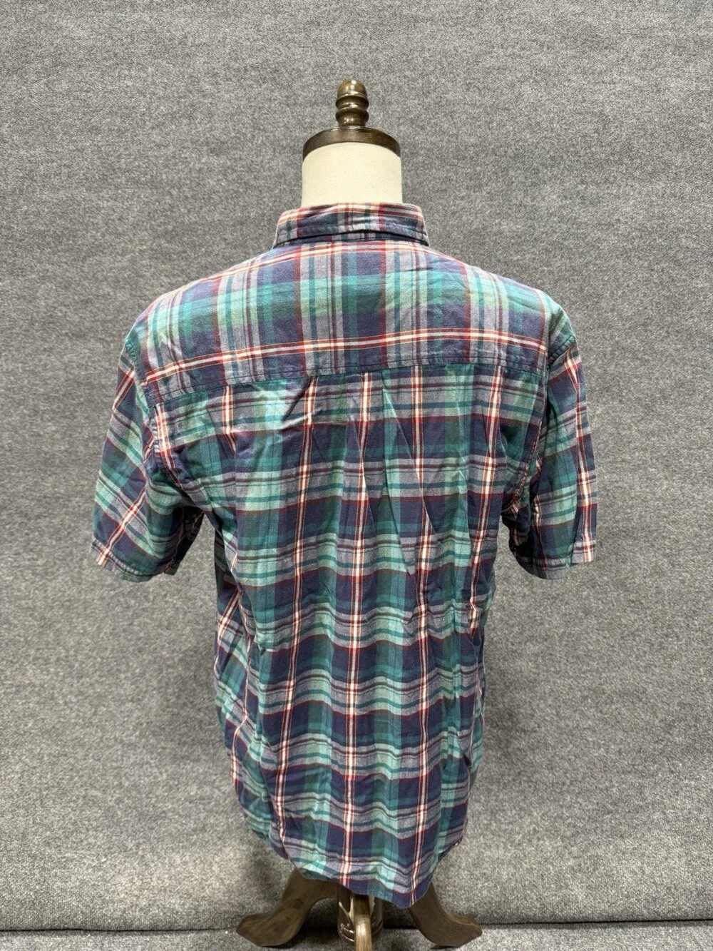 Vintage Duck Head Mens L Plaid Short Sleeve Button Down Shirt Cotton Preppy 90s
